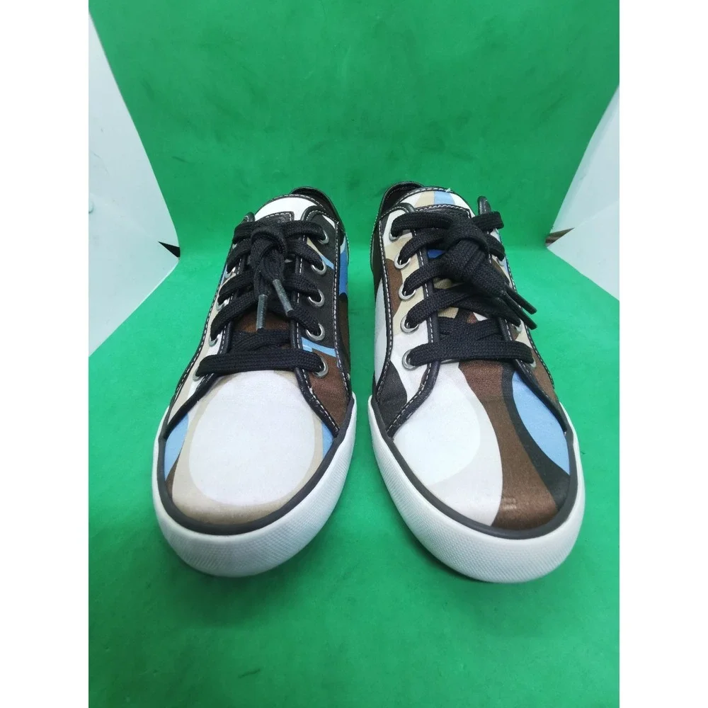 Coach Dalia Signature Canvas Sneakers Women Size 8.5M Brown Blue Cream Shoes